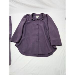 Coldwater Creek Purple 100% Silk 2‎ Piece Skirt Blouse Set Womens 10P Petite